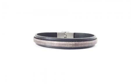 Bracelet homme en cuir noir et marron vintage - Fermoir en acier inoxydable